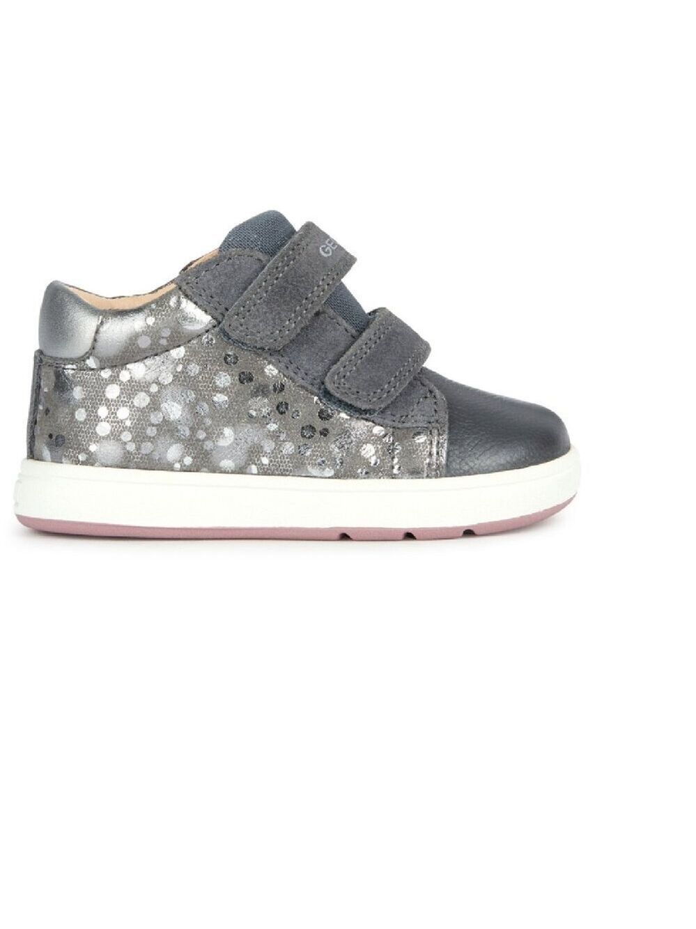 Geox Baby Toddler Girl Biglia Shoes, Dark Grey Silver, US 6.5, EU 22